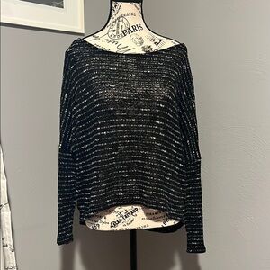 Black and White Off-the-Shoulder Sweater